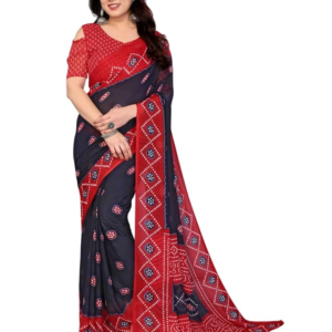 Women’s Printed Saree with Contrast Border